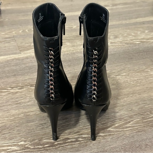 IMPO Faux Leather Black Heeled Boots with Silver Accent Down Back - Picture 7 of 15